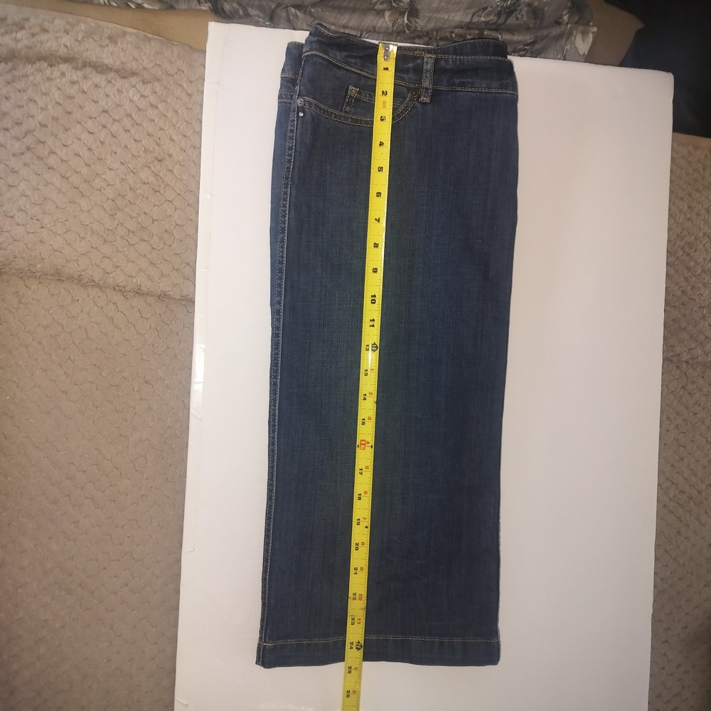 Weekend Max Mara Denim Midi Skirt Dark Wash Rhinestone Butterfly Size 16 US - Picture 8 of 8